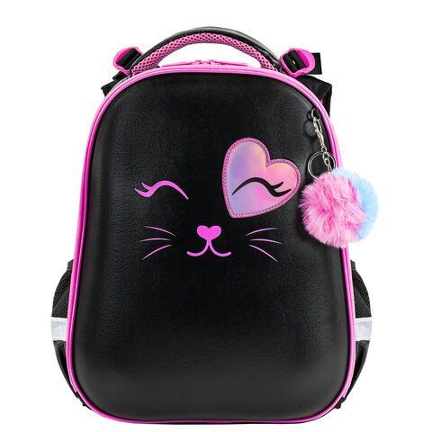 Ранец BRAUBERG SHINY, 2 отделения, с брелком, &quot;Smiling cat&quot;, 38х28х14 см, 272040