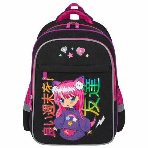 Рюкзак BRAUBERG FAVOUR, 2 отделения, 3 кармана, &quot;Anime girl&quot;, 40х29х15 см, 272059