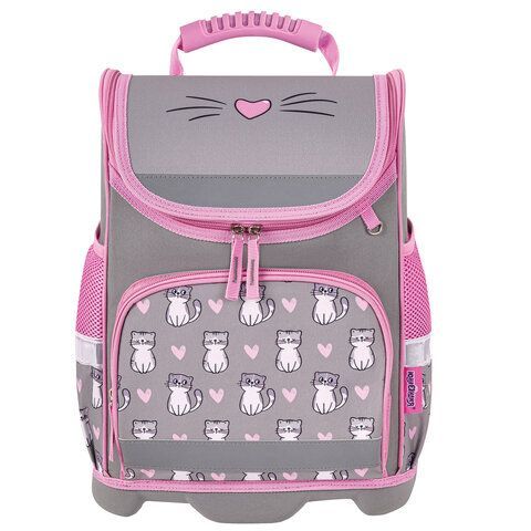 Ранец ЮНЛАНДИЯ WISE, 1 отделение, 3 кармана, устойчивое дно, &quot;Sweet whiskers&quot;, 37x29х15 см, 272075