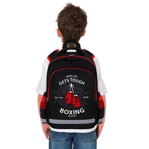 Рюкзак ПИФАГОР SCHOOL, 1 отделение, 3 кармана, &quot;Boxing&quot;, 38x28х14 см, 272077
