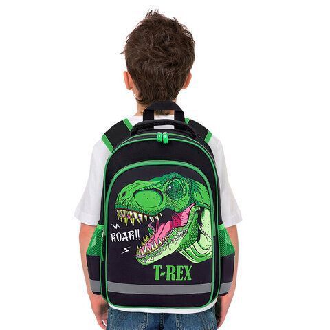 Рюкзак ПИФАГОР SCHOOL, 1 отделение, 3 кармана, &quot;Dino roar&quot;, 38x28х14 см, 272080