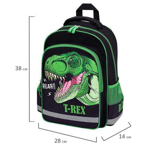 Рюкзак ПИФАГОР SCHOOL, 1 отделение, 3 кармана, &quot;Dino roar&quot;, 38x28х14 см, 272080