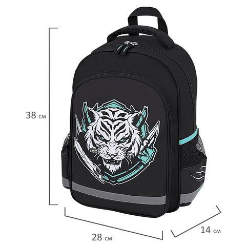 Рюкзак ПИФАГОР SCHOOL, 1 отделение, 3 кармана, &quot;White tiger&quot;, 38x28х14 см, 272081