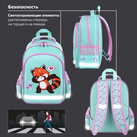 Рюкзак ПИФАГОР SCHOOL, 1 отделение, 3 кармана, &quot;Red panda&quot;, 38x28х14 см, 272083