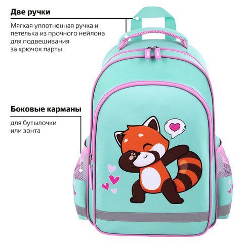 Рюкзак ПИФАГОР SCHOOL, 1 отделение, 3 кармана, &quot;Red panda&quot;, 38x28х14 см, 272083