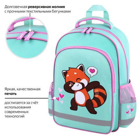 Рюкзак ПИФАГОР SCHOOL, 1 отделение, 3 кармана, &quot;Red panda&quot;, 38x28х14 см, 272083