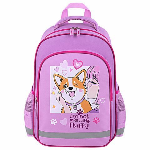 Рюкзак ПИФАГОР SCHOOL, 1 отделение, 3 кармана, &quot;Fluffy akita&quot;, 38x28х14 см, 272084