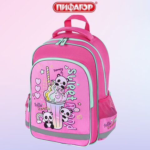 Рюкзак ПИФАГОР SCHOOL, 1 отделение, 3 кармана, &quot;Sweet mood&quot;, 38x28х14 см, 272086