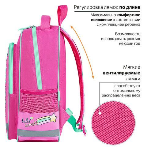 Рюкзак ПИФАГОР SCHOOL, 1 отделение, 3 кармана, &quot;Sweet mood&quot;, 38x28х14 см, 272086