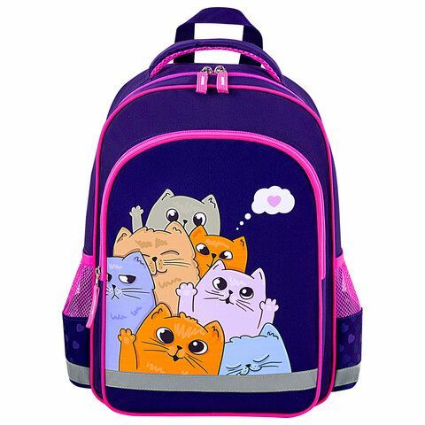 Рюкзак ПИФАГОР SCHOOL, 1 отделение, 3 кармана, &quot;Cat greetings&quot;, 38x28х14 см, 272087