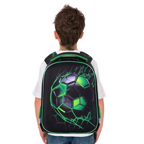 Ранец BRAUBERG KIDS START, 1 отделение, 2 кармана, &quot;Green ball&quot;, 35х26х13 см, 272092