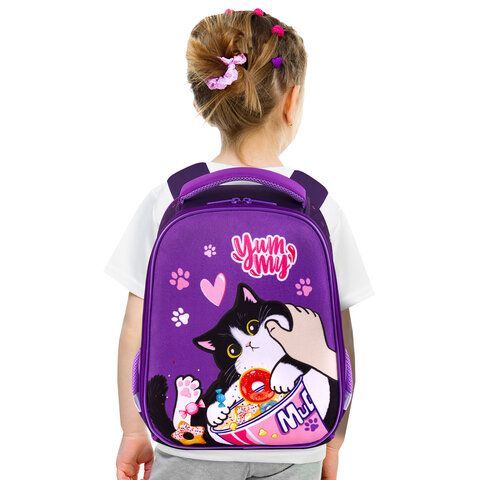 Ранец BRAUBERG KIDS START, 1 отделение, 2 кармана, &quot;Sweet cheeks&quot;, велюровая панель, 35х26х13см, 272093