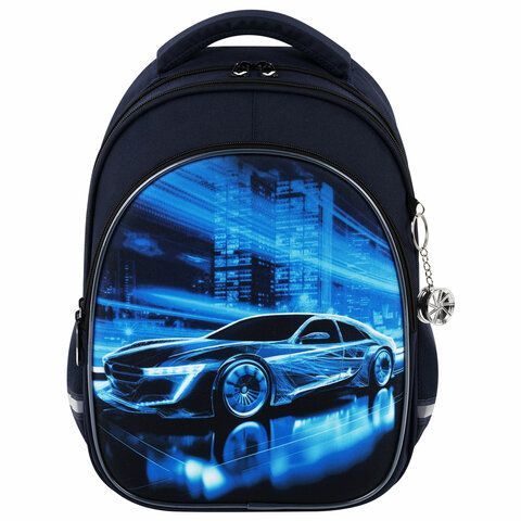 Рюкзак BRAUBERG OPTIMA, 2 отделения, с брелоком, &quot;Night driver&quot;, 36х27х18 см, 272096