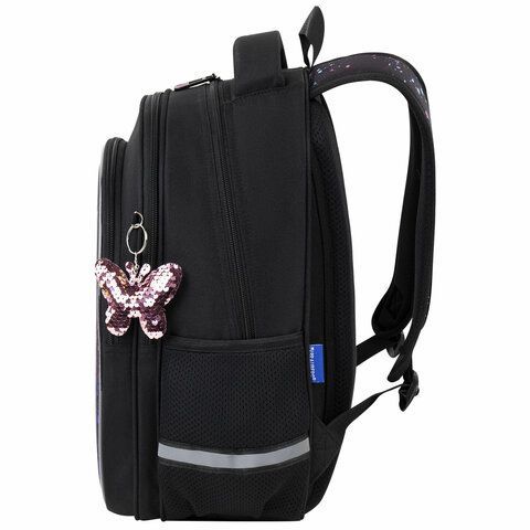 Рюкзак BRAUBERG OPTIMA, 2 отделения, с брелоком, &quot;Butterfly catcher&quot;, СВЕТЯЩИЙСЯ, 36х27х18 см, 272097