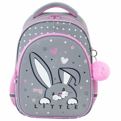 Рюкзак BRAUBERG OPTIMA, 2 отделения, с брелоком, &quot;Curious bunny&quot;, 36х27х18 см, 272098