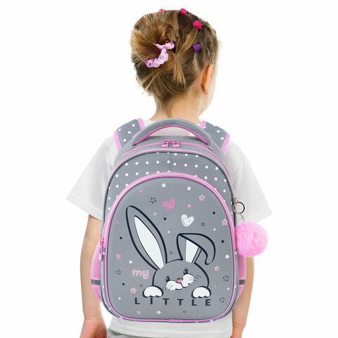 Рюкзак BRAUBERG OPTIMA, 2 отделения, с брелоком, &quot;Curious bunny&quot;, 36х27х18 см, 272098