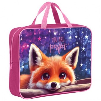 Папка на молнии с ручками BRAUBERG А4, 1 отделение, полиэстер, 80мм, Cute fox, 272176