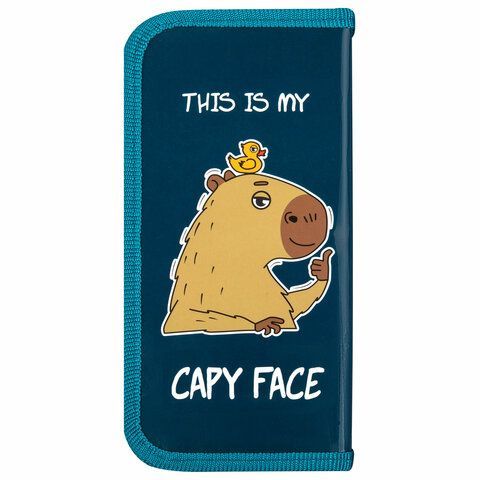 Пенал ПИФАГОР, 1 отделение, ламинированный картон, 19х9 см, &quot;Capy face&quot;, 272245