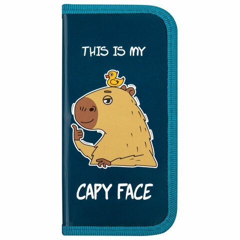 Пенал ПИФАГОР, 1 отделение, ламинированный картон, 19х9 см, &quot;Capy face&quot;, 272245