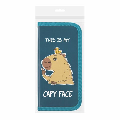 Пенал ПИФАГОР, 1 отделение, ламинированный картон, 19х9 см, &quot;Capy face&quot;, 272245