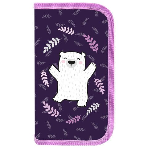 Пенал ПИФАГОР, 2 отделения, ламинированный картон, 19х11 см, &quot;Happy bear&quot;, 272246