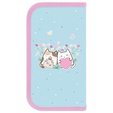 Пенал ПИФАГОР, 2 отделения, ламинированный картон, 19х11 см, &quot;Cat friends&quot;, 272247
