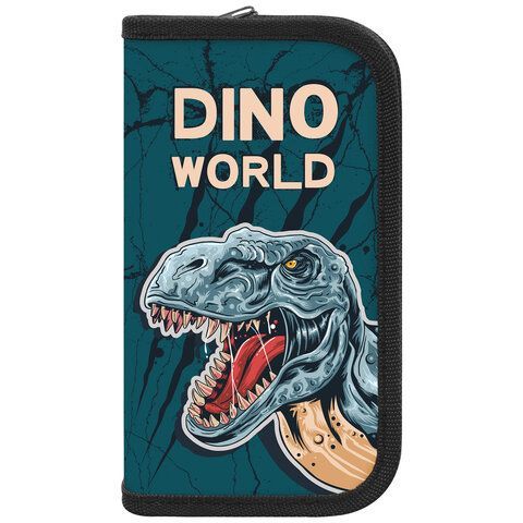 Пенал ПИФАГОР, 2 отделения, ламинированный картон, 19х11 см, &quot;Dino world&quot;, 272249