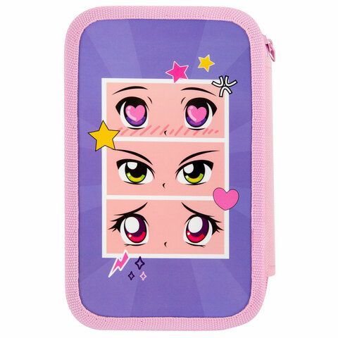 Пенал ПИФАГОР, 3 отделения, ламинированный картон, 19х11 см, &quot;Anime eyes&quot;, 272251