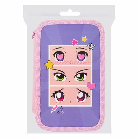 Пенал ПИФАГОР, 3 отделения, ламинированный картон, 19х11 см, &quot;Anime eyes&quot;, 272251