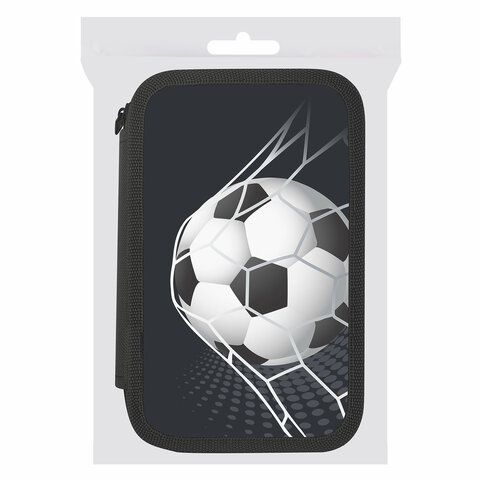 Пенал ПИФАГОР, 3 отделения, ламинированный картон, 19х11 см, &quot;Ball kick&quot;, 272253