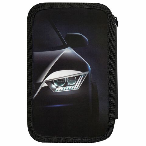 Пенал ПИФАГОР, 3 отделения, ламинированный картон, 19х11 см, &quot;Car flash&quot;, 272254