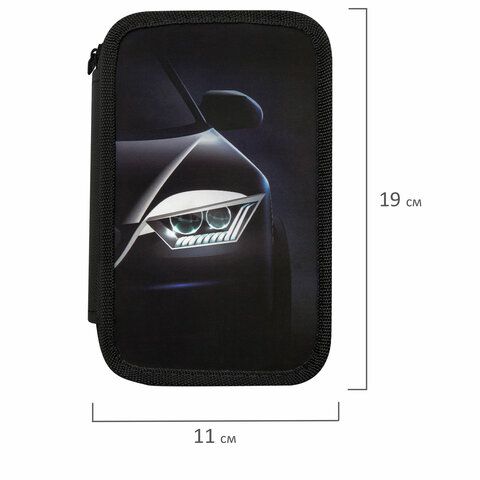 Пенал ПИФАГОР, 3 отделения, ламинированный картон, 19х11 см, &quot;Car flash&quot;, 272254