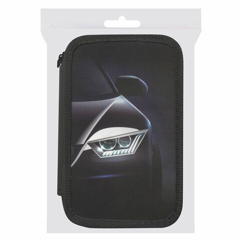 Пенал ПИФАГОР, 3 отделения, ламинированный картон, 19х11 см, &quot;Car flash&quot;, 272254