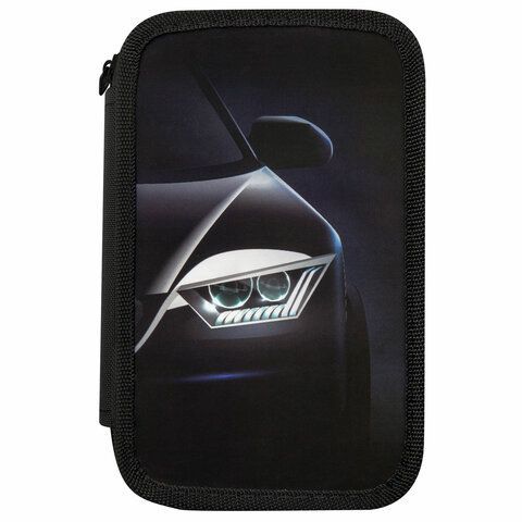 Пенал ПИФАГОР, 3 отделения, ламинированный картон, 19х11 см, &quot;Car flash&quot;, 272254