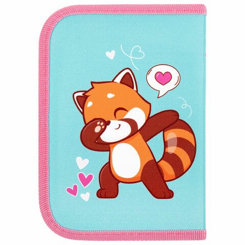 Пенал ПИФАГОР, 1 отделение, полиэстер, 19х13 см, &quot;Red panda&quot;, 272283