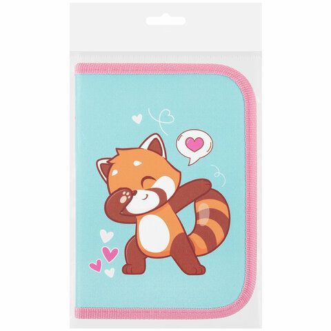 Пенал ПИФАГОР, 1 отделение, полиэстер, 19х13 см, &quot;Red panda&quot;, 272283