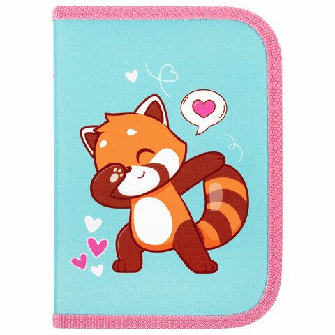 Пенал ПИФАГОР, 1 отделение, полиэстер, 19х13 см, &quot;Red panda&quot;, 272283