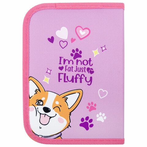Пенал ПИФАГОР, 1 отделение, полиэстер, 19х13 см, &quot;Fluffy akita&quot;, 272284