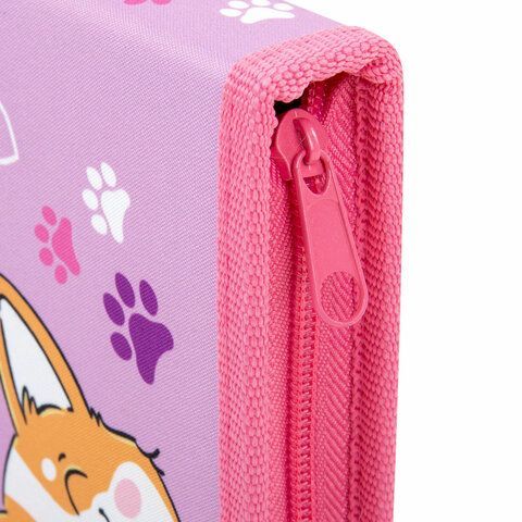 Пенал ПИФАГОР, 1 отделение, полиэстер, 19х13 см, &quot;Fluffy akita&quot;, 272284