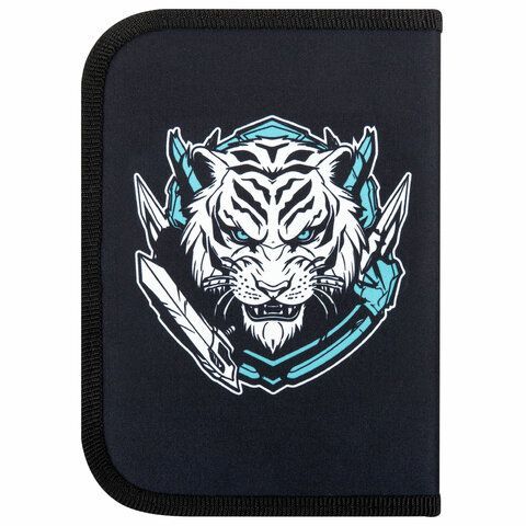 Пенал ПИФАГОР, 1 отделение, полиэстер, 19х13 см, &quot;White tiger&quot;, 272285