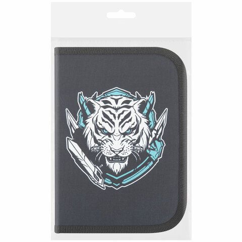 Пенал ПИФАГОР, 1 отделение, полиэстер, 19х13 см, &quot;White tiger&quot;, 272285
