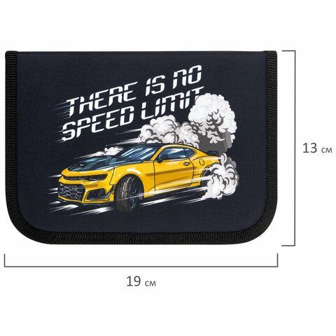 Пенал ПИФАГОР, 1 отделение, полиэстер, 19х13 см, &quot;Extreme speed&quot;, 272286