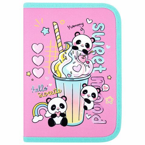 Пенал ПИФАГОР, 1 отделение, 2 откидные планки, полиэстер, 20х14 см, &quot;Sweet mood&quot;, 272288