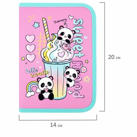 Пенал ПИФАГОР, 1 отделение, 2 откидные планки, полиэстер, 20х14 см, &quot;Sweet mood&quot;, 272288