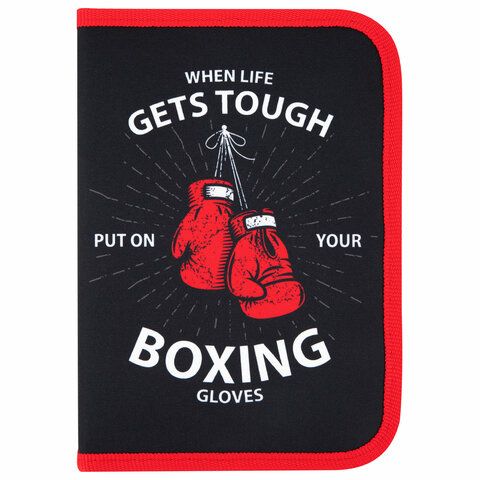 Пенал ПИФАГОР, 1 отделение, 2 откидные планки, полиэстер, 20х14 см, &quot;Boxing&quot;, 272289
