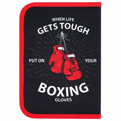 Пенал ПИФАГОР, 1 отделение, 2 откидные планки, полиэстер, 20х14 см, &quot;Boxing&quot;, 272289
