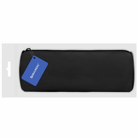 Пенал-тубус BRAUBERG, с эффектом Soft Touch, мягкий, Pure black, 272302