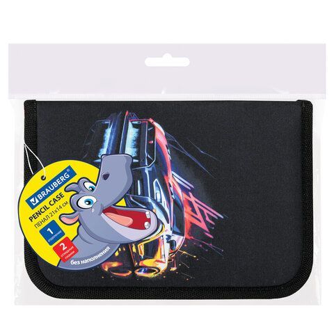 Пенал BRAUBERG, 1 отделение, полиэстер, 21х14 см, Neon drift, 272329