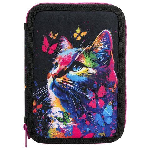 Пенал BRAUBERG, 2 отделения, полиэстер, 21х14 см, Butterfly catcher, 272330