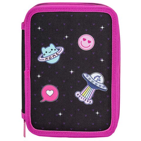 Пенал BRAUBERG, 3 отделения, полиэстер, 21х14 см, Space sweets, 272332
